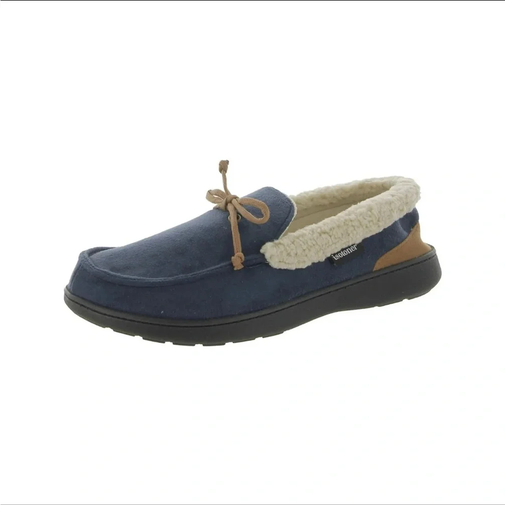 Isotoner Signature Men's Blue Slippers with Soft Cream Interior Size XXL 13-14‎